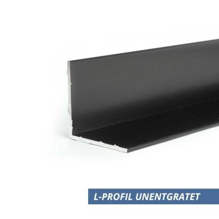 Preview: L-Profil Pulverbeschichtet schwarz unentgratet 40x40x2mm
