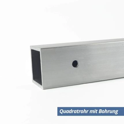 Preview: Quadratrohr aus Aluminium 60x60mm in 2mm Stärke Bohrung