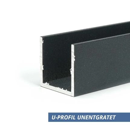 Preview: U-Profil Pulverbeschichtet anthrazit unentgratet 20x20x20x1-5mm