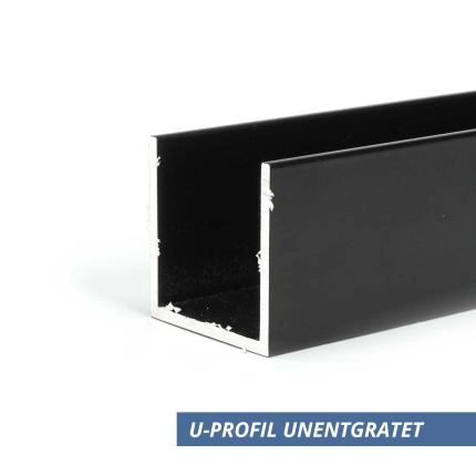 Preview: U-Profil Pulverbeschichtet schwarz unentgratet 12x12x12x2mm