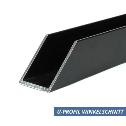 Preview: Aluminium U Profil 25x25x25x2 mm Schwarz Winkelschnitt