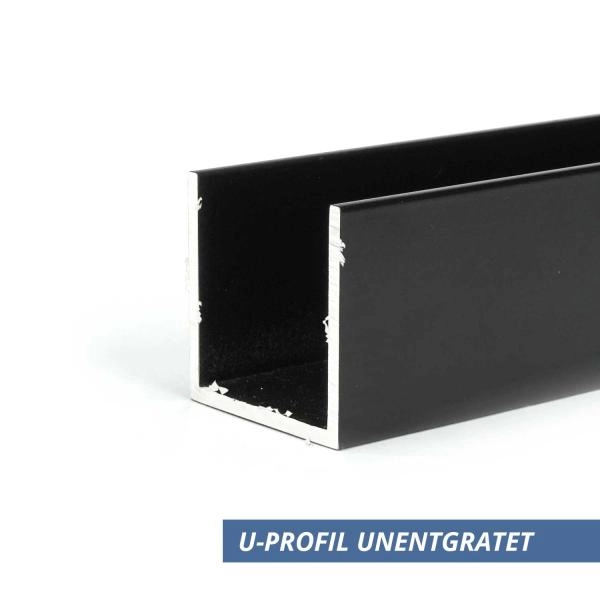 U-Profil Pulverbeschichtet schwarz unentgratet 20x20x20x1-5mm